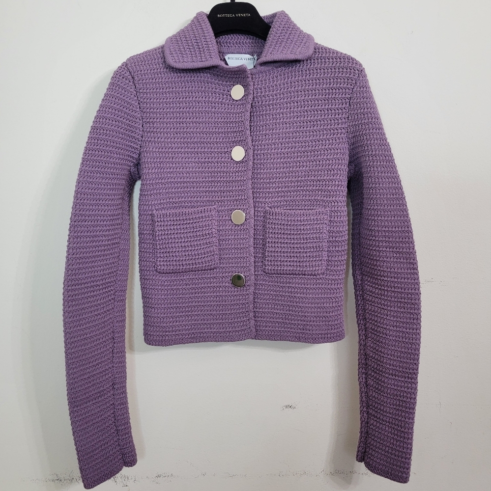 Bottega Veneta knit cotton jacket with silver buttons and pockets NWT xxs